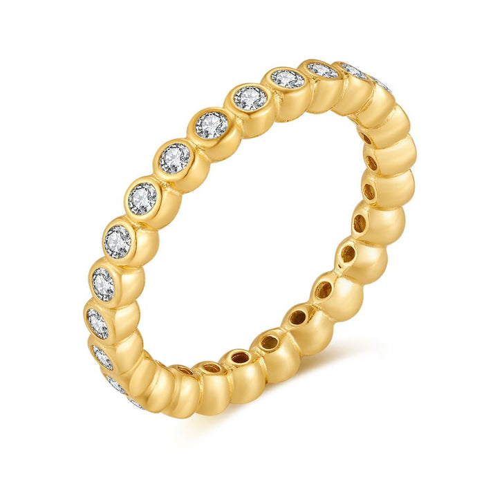 18Ct Gold Plated Silver Ring, 3 Mm White Zirconia