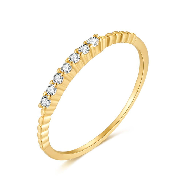 18Ct Gold Plated Silver Ring, 7 Zirconia