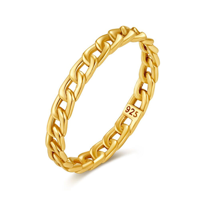 18Ct Gold Plated Silver Ring, Gourmet Links