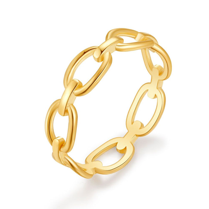 18Ct Gold Plated Silver Ring, Oval Links