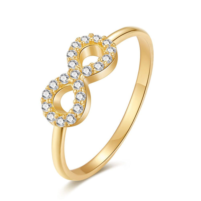 18Ct Gold Plated Silver Ring, Infinity, White Zirconia