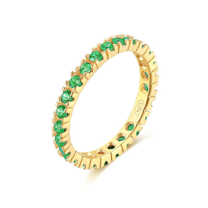 18Ct Gold Plated Silver Ring, Green Zirconia