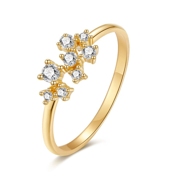 18Ct Gold Plated Silver Ring, 8 White Zirconia