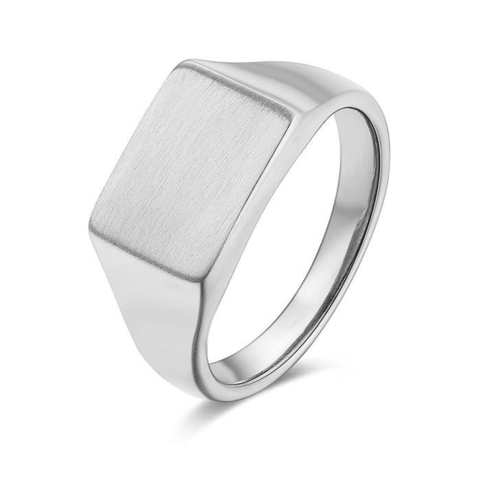 Stainless Steel Ring, Rectangle, Matt