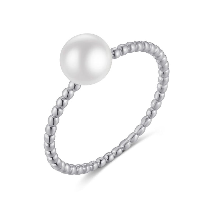 Silver Ring, Pearl And Dots